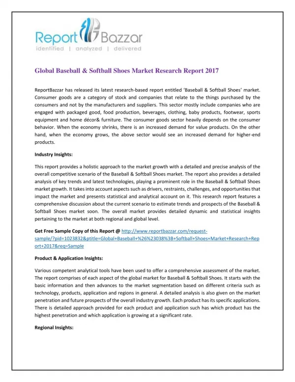Global Baseball & Softball Shoes Market Research Report 2017
