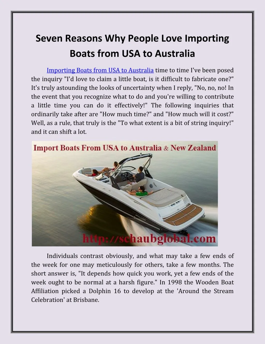 seven reasons why people love importing boats