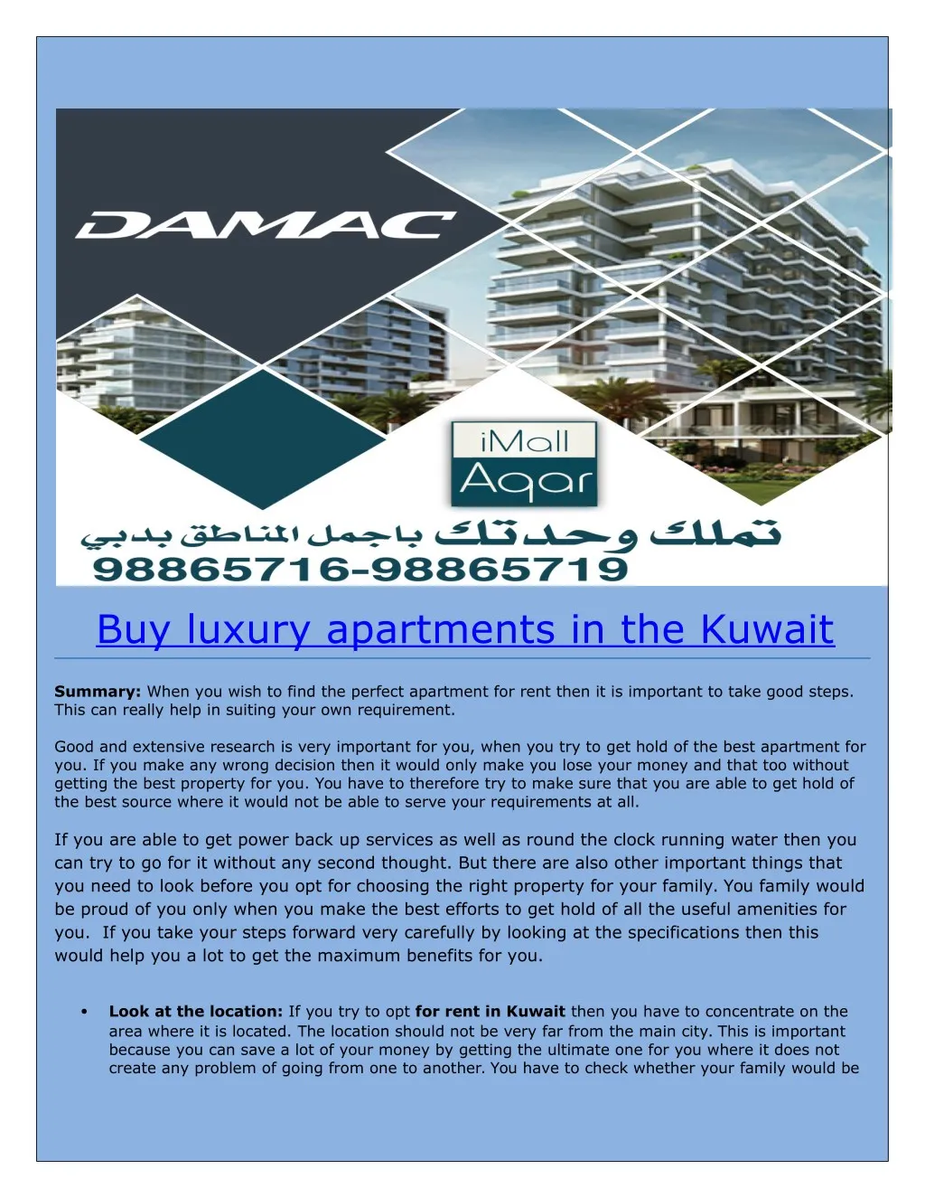 buy luxury apartments in the kuwait