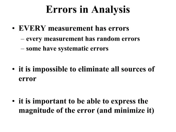 Errors in Analysis