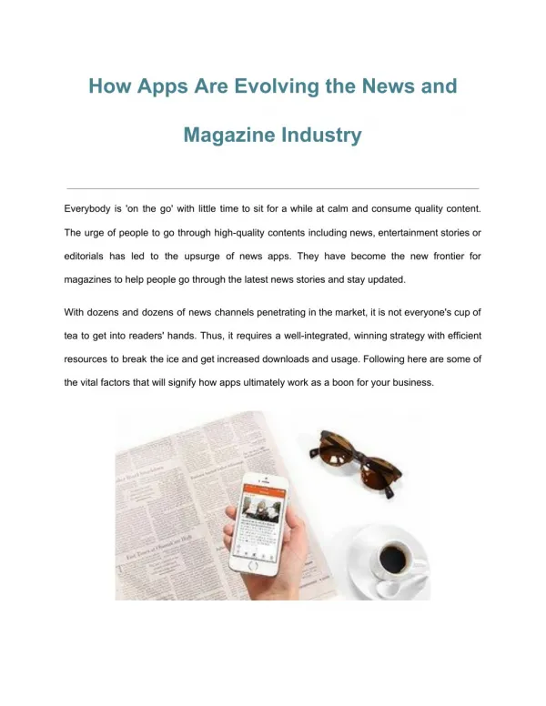 How Apps Are Evolving the News and Magazine Industry