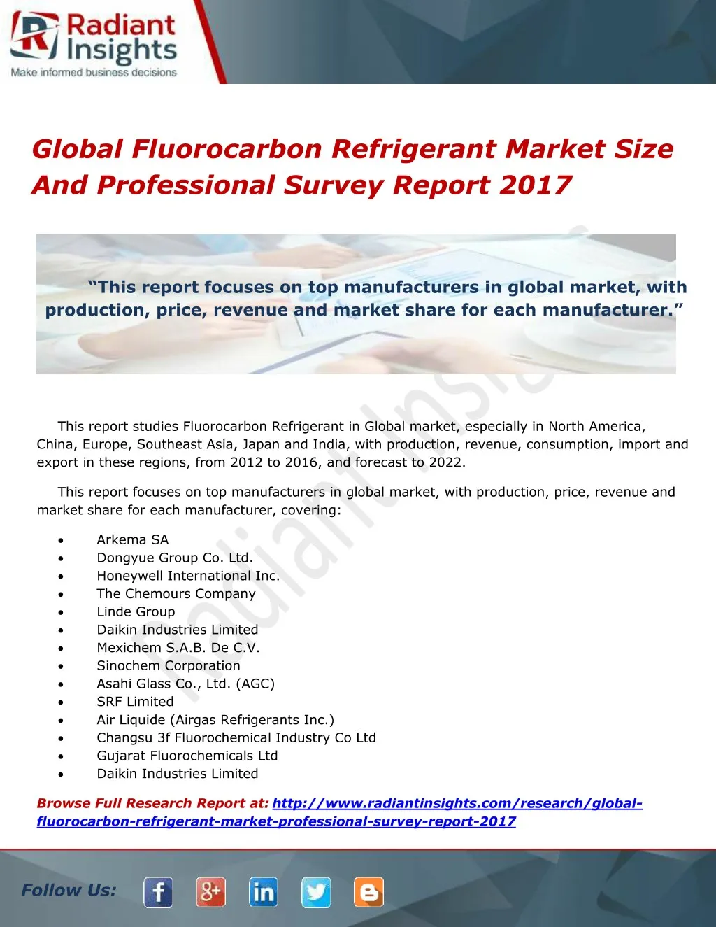 global fluorocarbon refrigerant market size