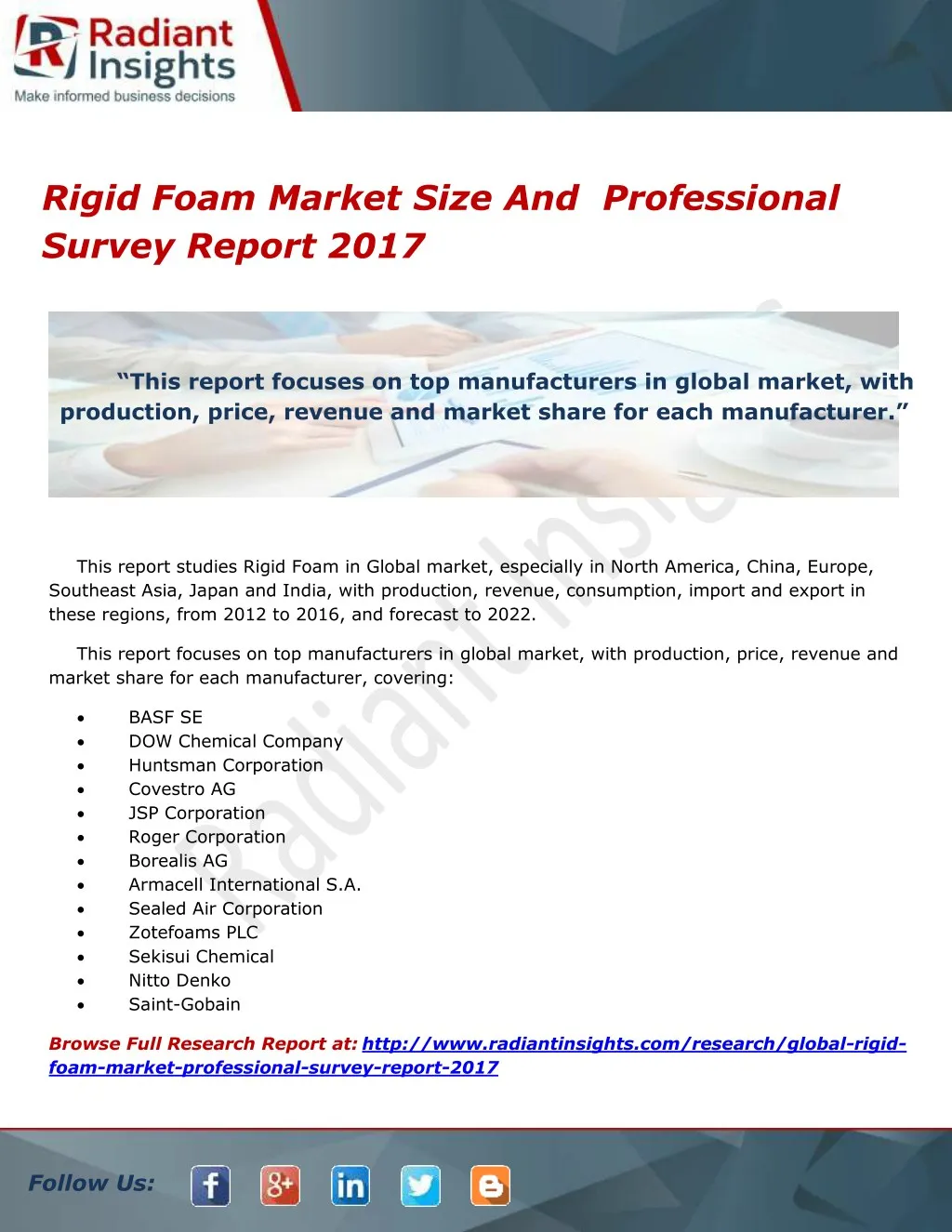 rigid foam market size and professional survey