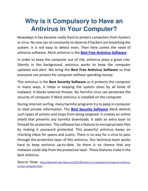 Why is it Compulsory to Have an Antivirus in Your Computer?