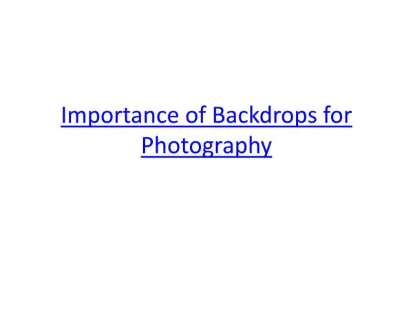 Importance of Photography Backdrops