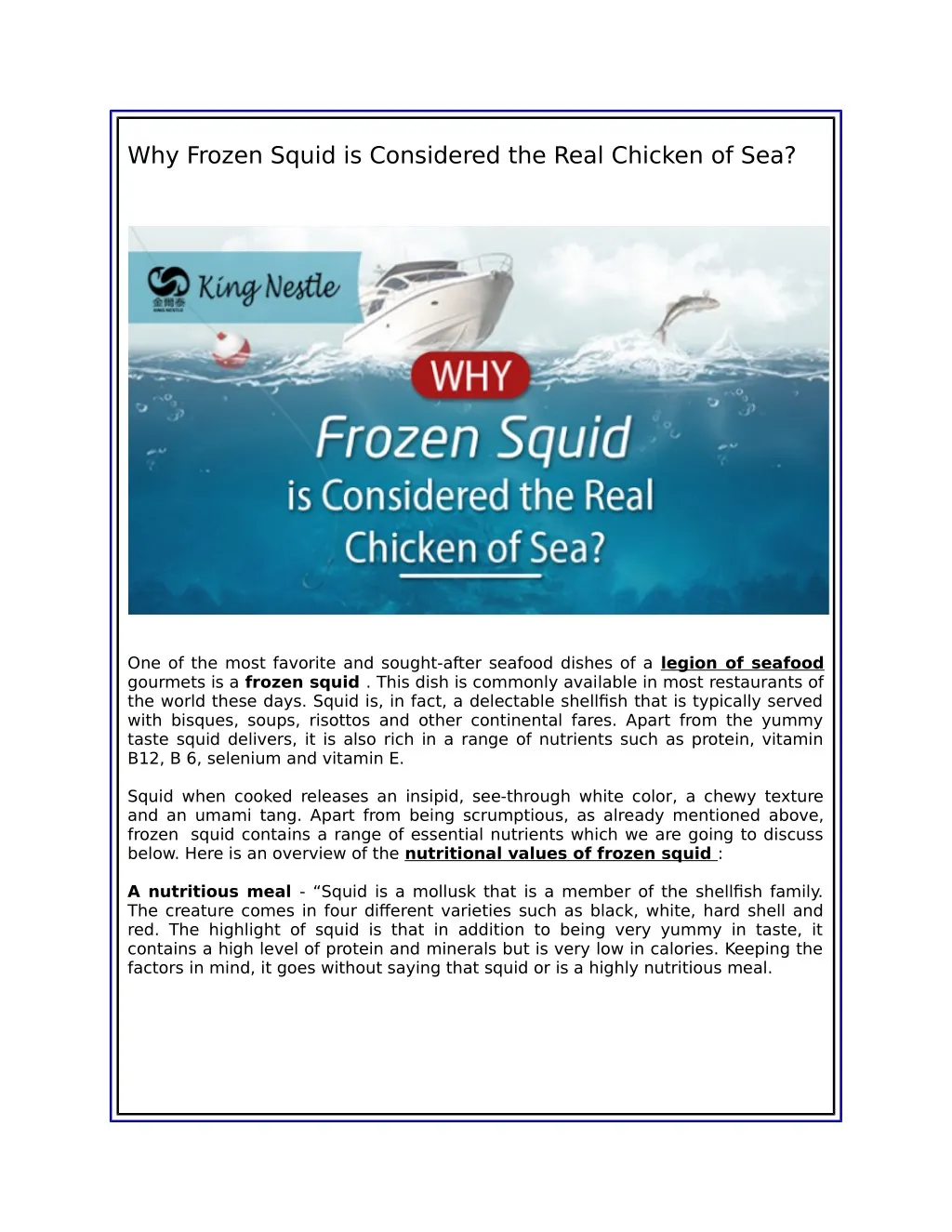 why frozen squid is considered the real chicken