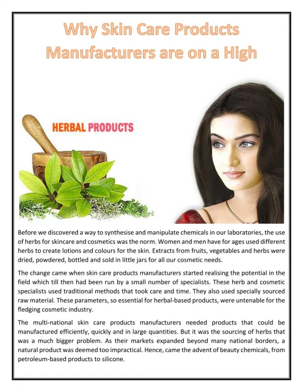 Why Skin Care Products Manufacturers are on a High