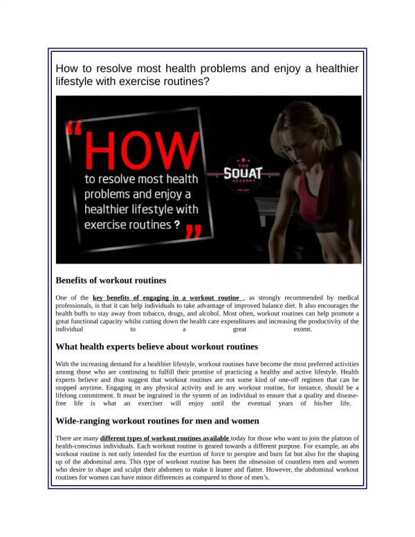 How to resolve most health problems and enjoy a healthier lifestyle with exercise routines?