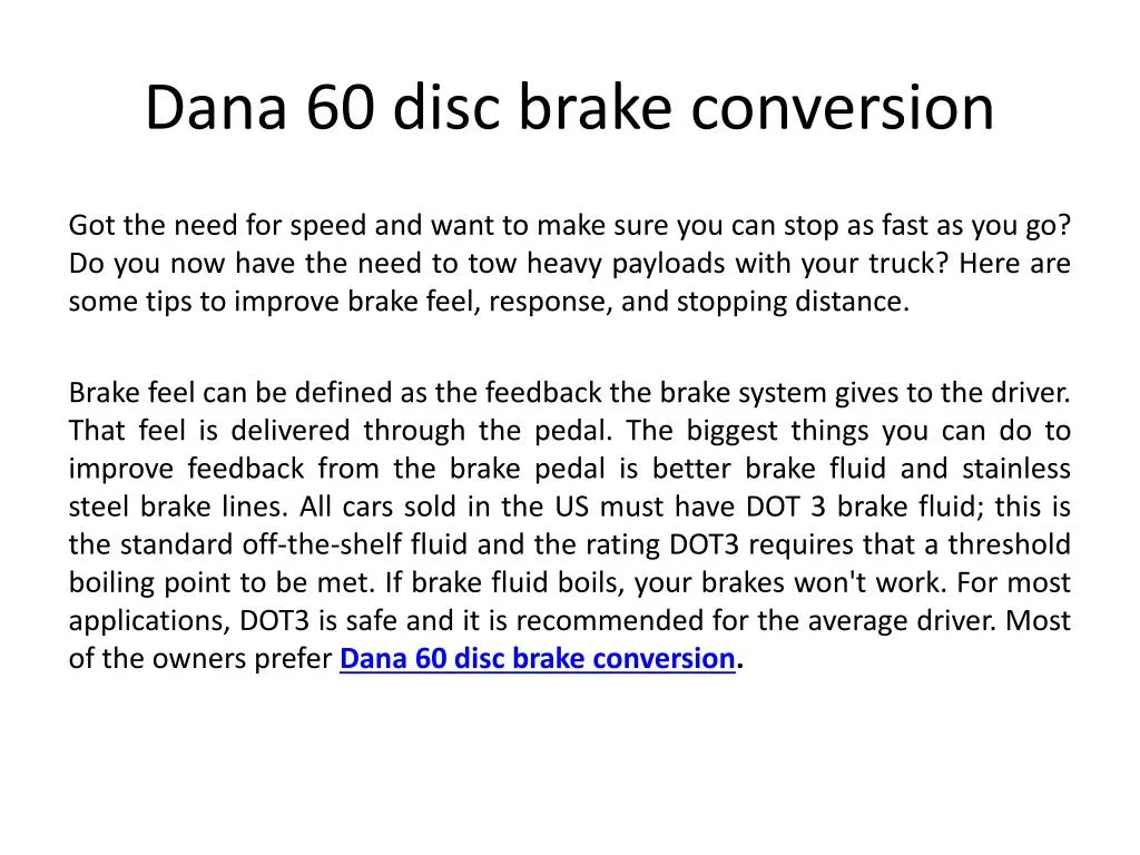 dana 60 disc brake conversion