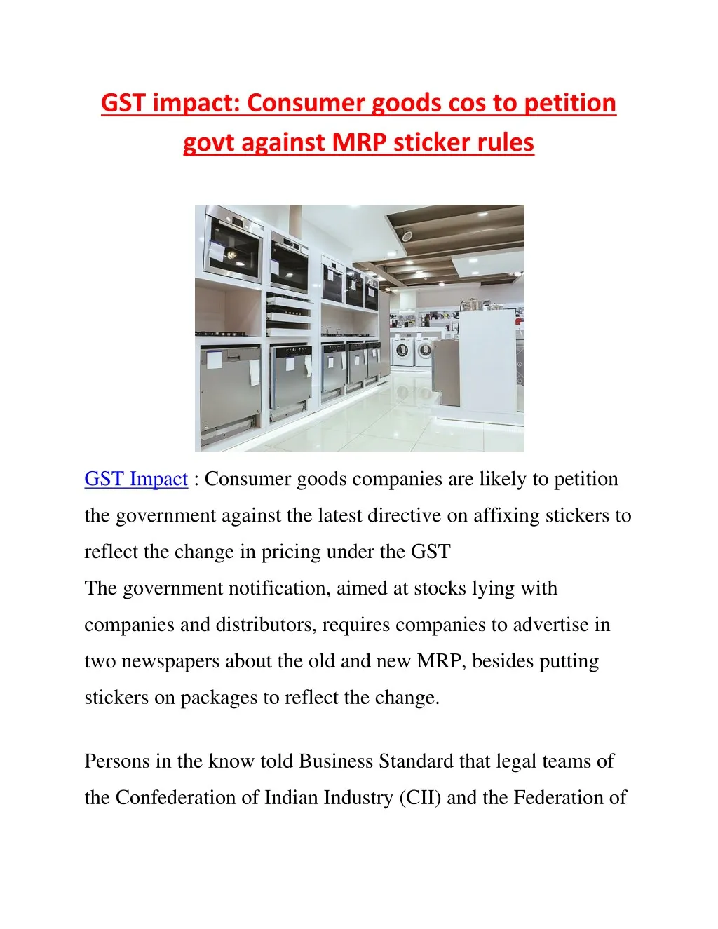 gst impact consumer goods cos to petition govt
