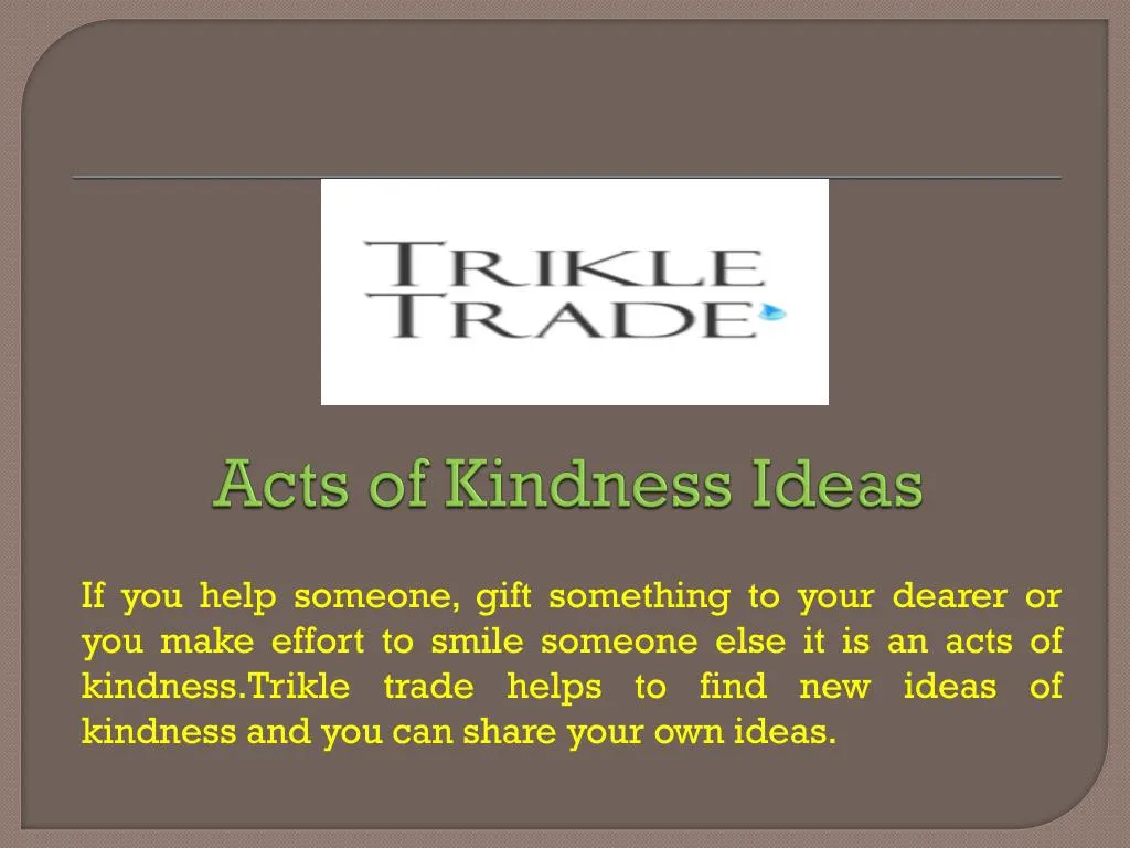 acts of kindness ideas