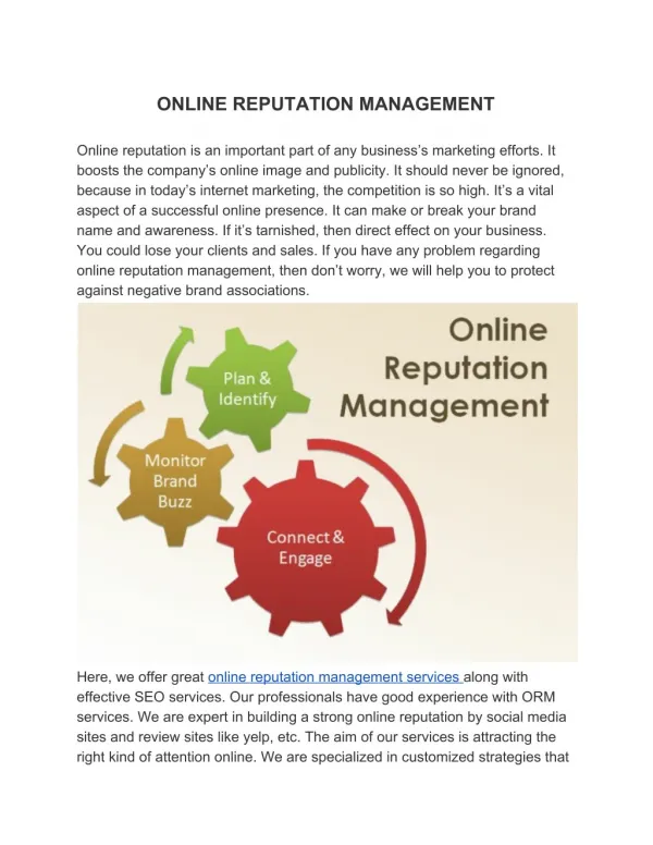 Online Reputation Management !!