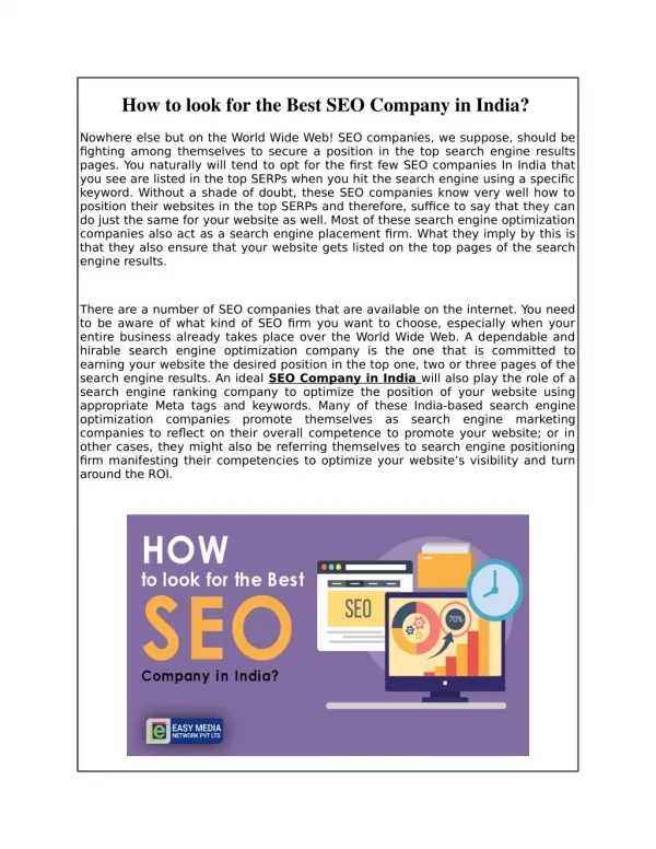 How to look for the Best SEO Company in India?