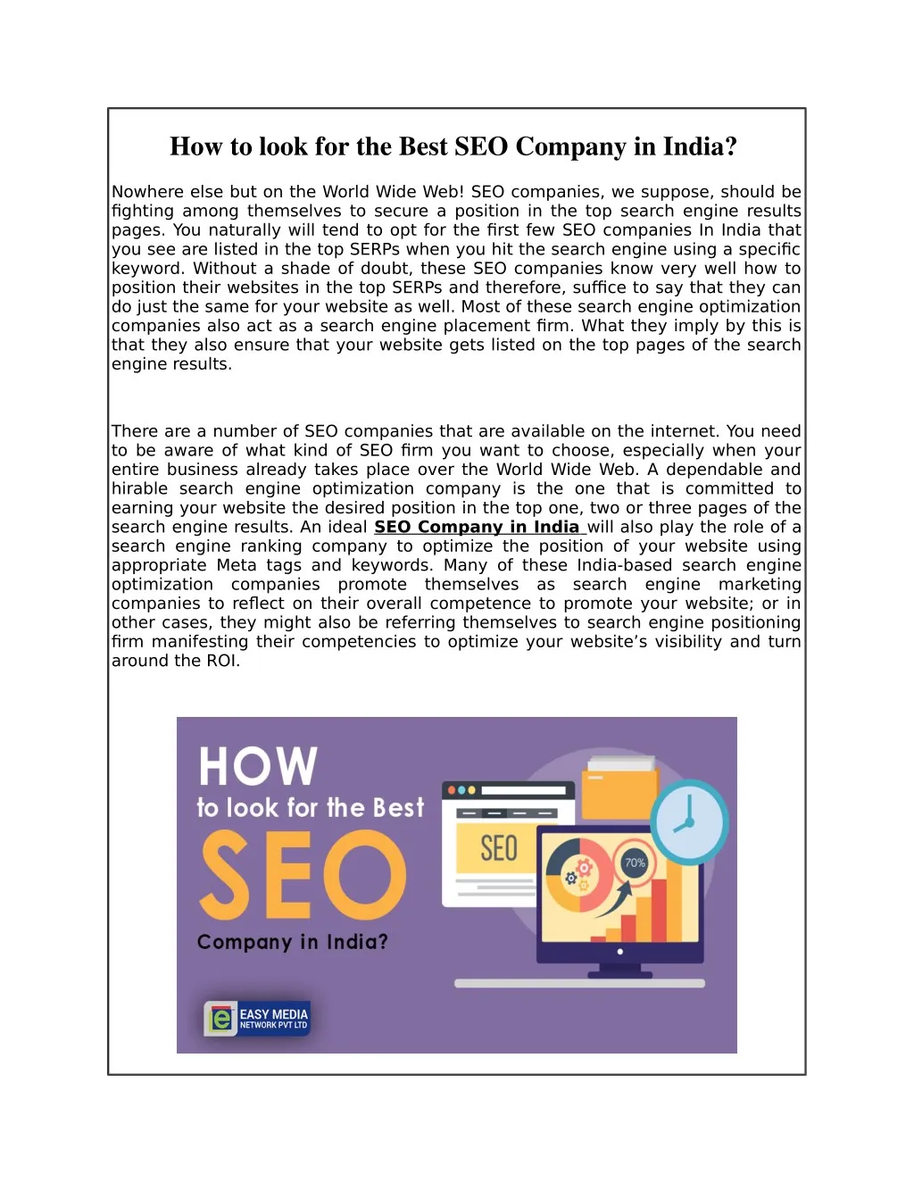 how to look for the best seo company in india
