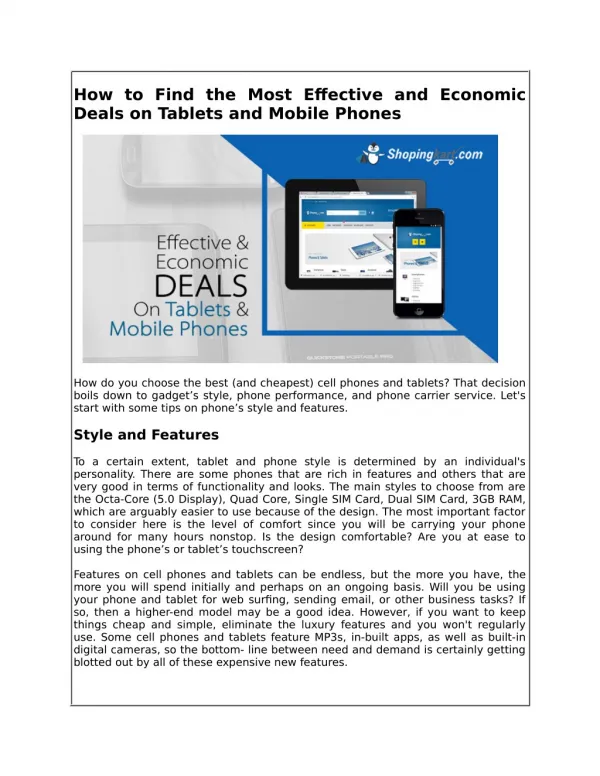 How to Find the Most Effective and Economic Deals on Tablets and Mobile Phones