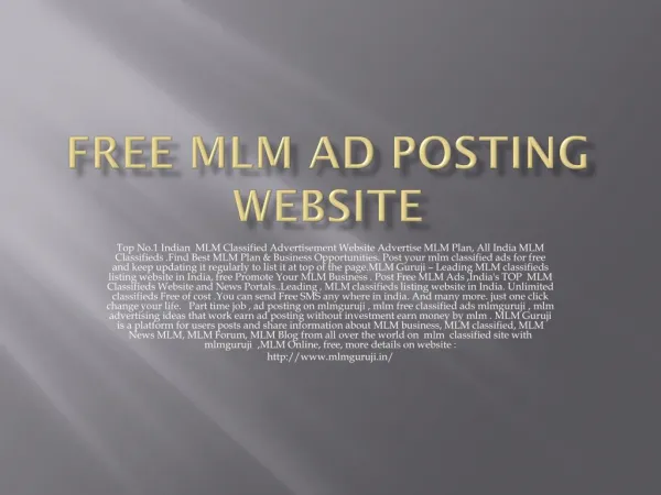 Free Mlm Ad posting Website In Delhi