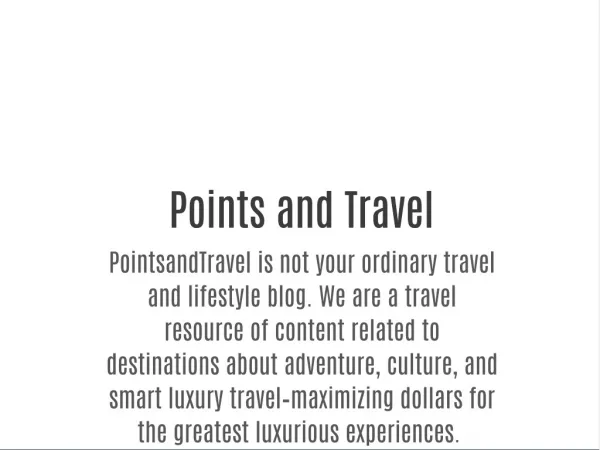 Destinations - Points and Travel