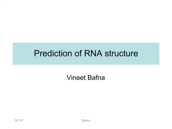 Prediction of RNA structure