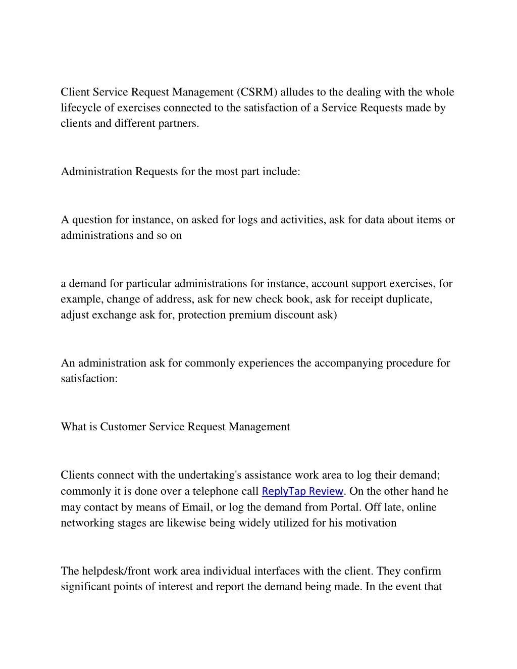 client service request management csrm alludes