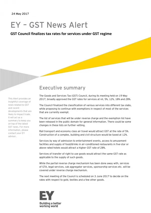 GST News Alert - GST Council finalizes tax rates | EY INDIA