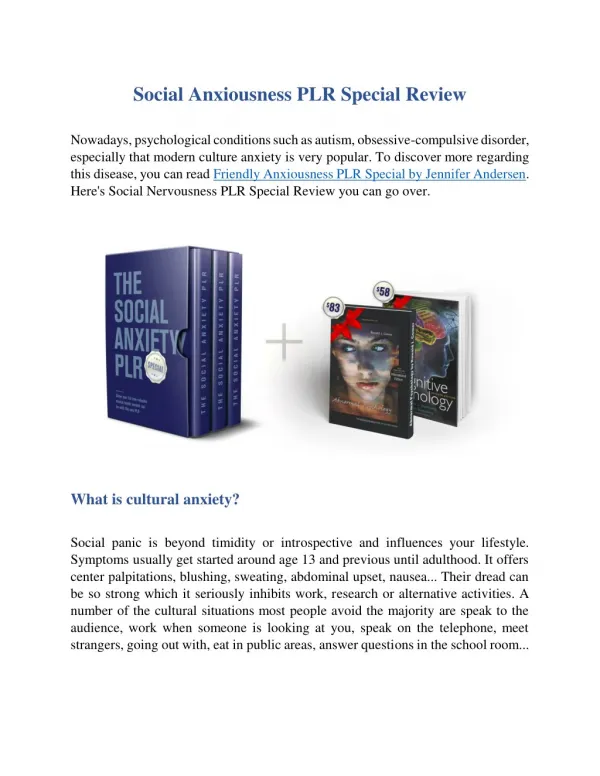 Social Anxiousness PLR Special Review