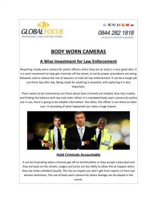 Body Worn Cameras-A Wise Investment For Law Enforcement - slide 1