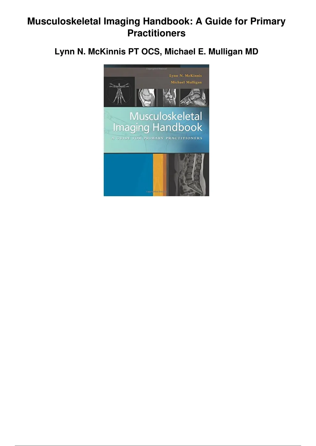musculoskeletal imaging handbook a guide