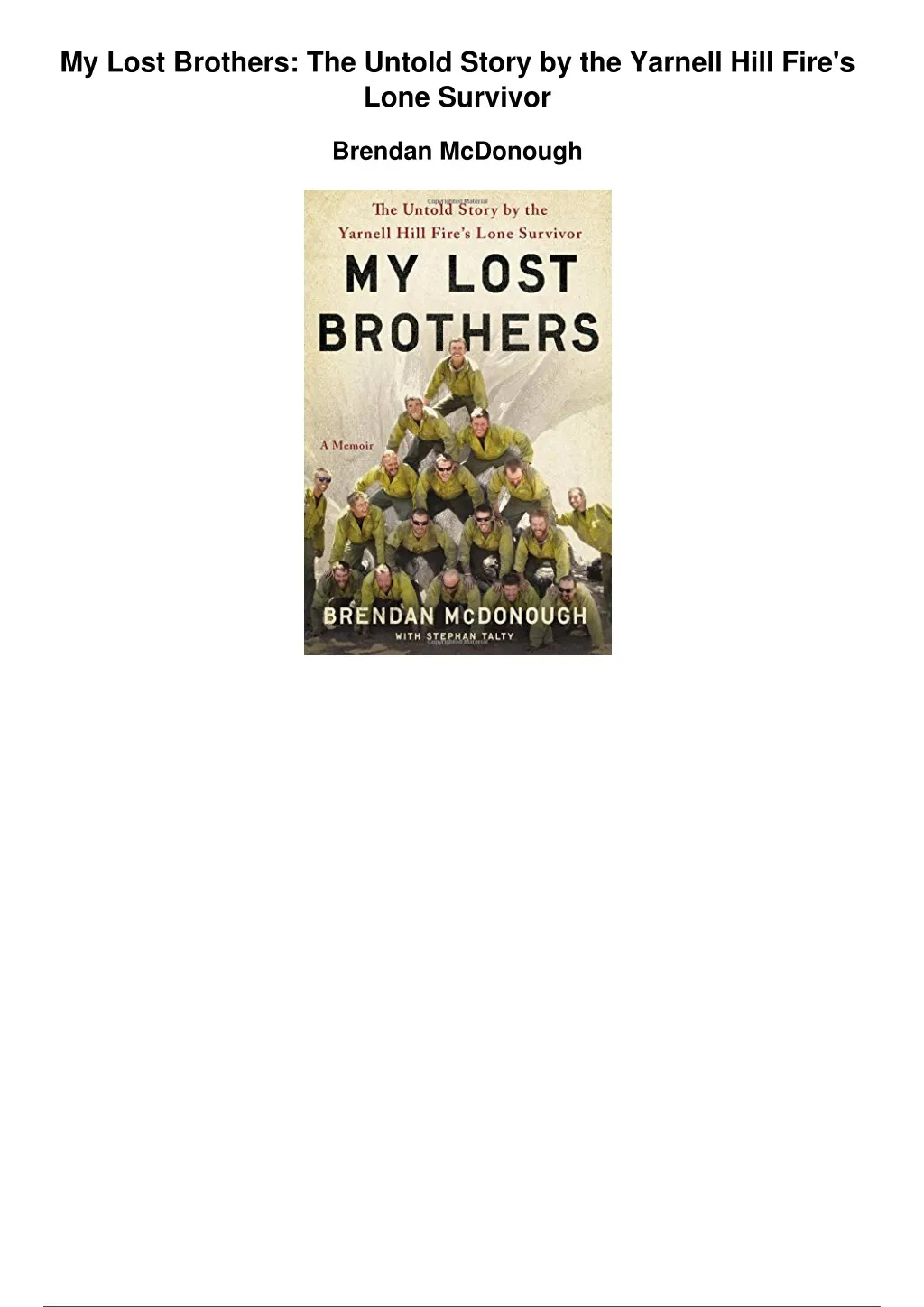 my lost brothers the untold story by the yarnell