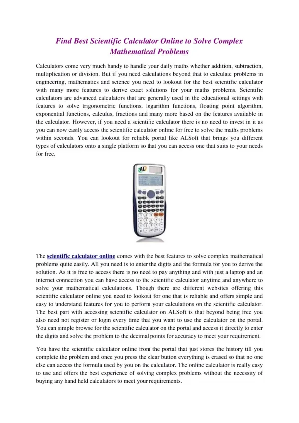 Scientific Calculator Online