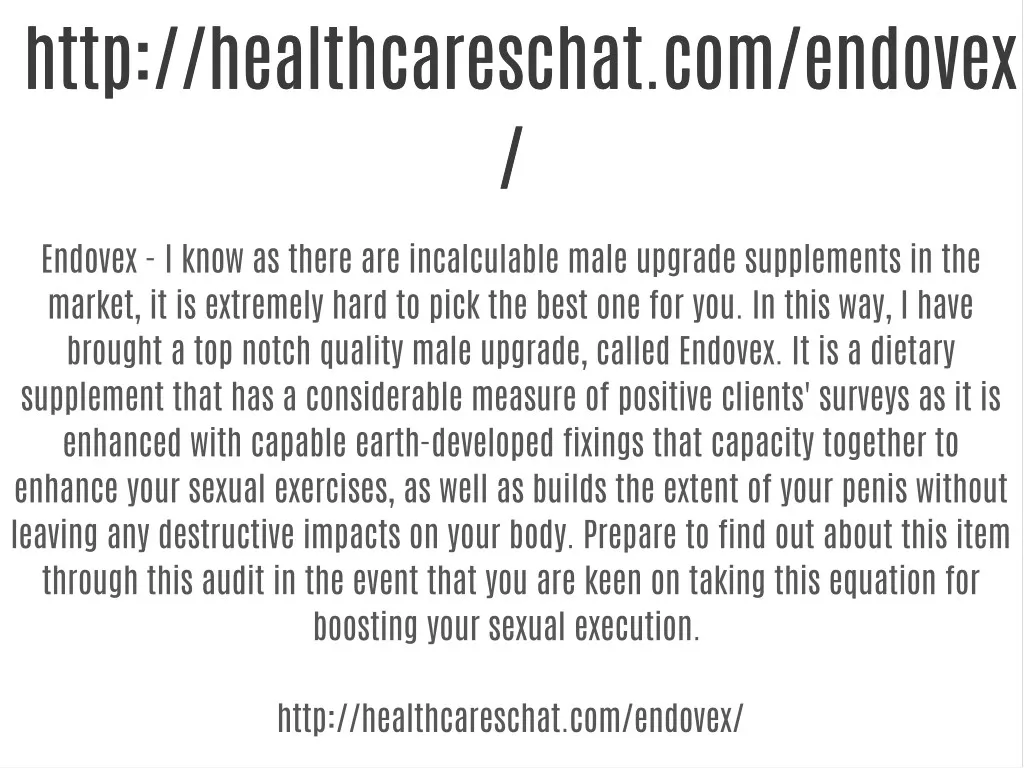 http healthcareschat com endovex http