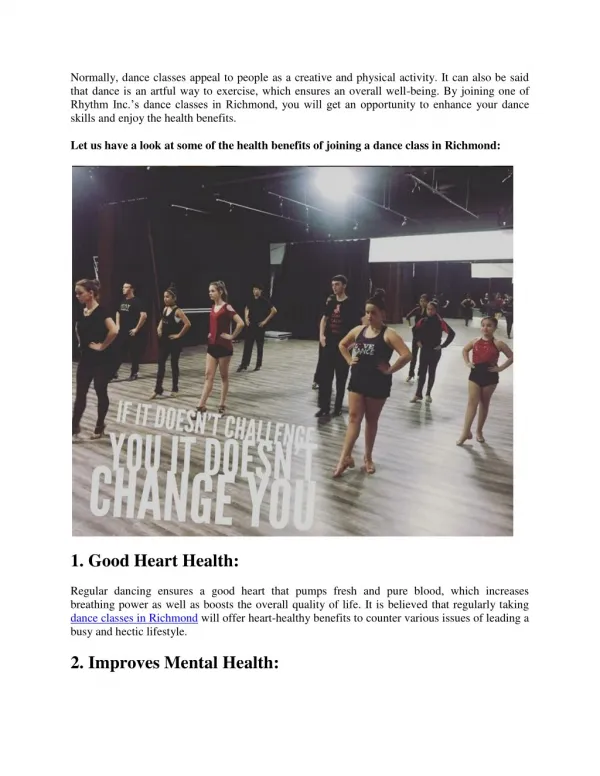 How joining a dance class in richmond is good for your health