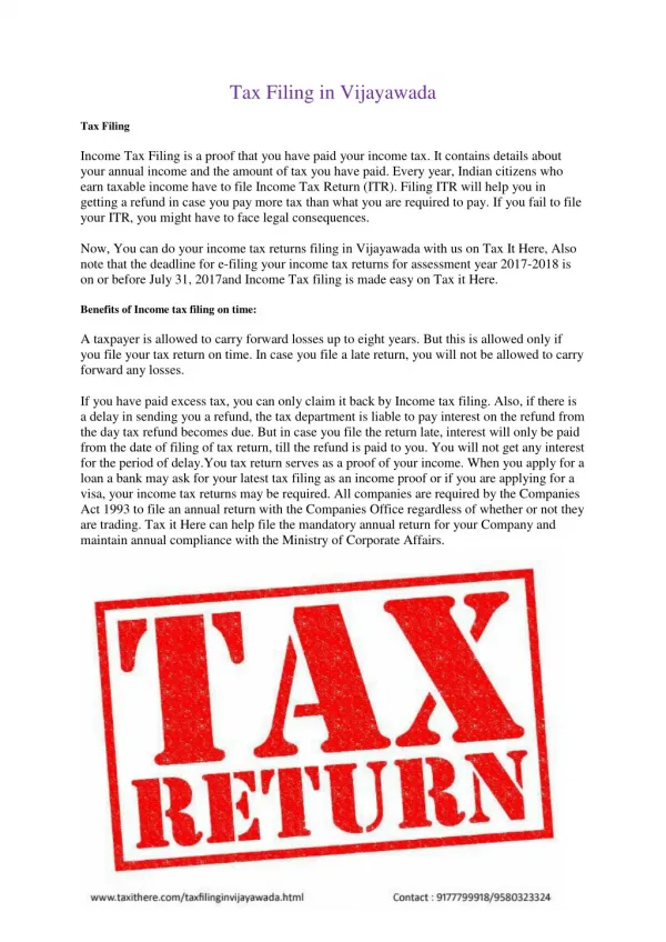 Individual income return filing | TAX IT HERE| Annual return filing