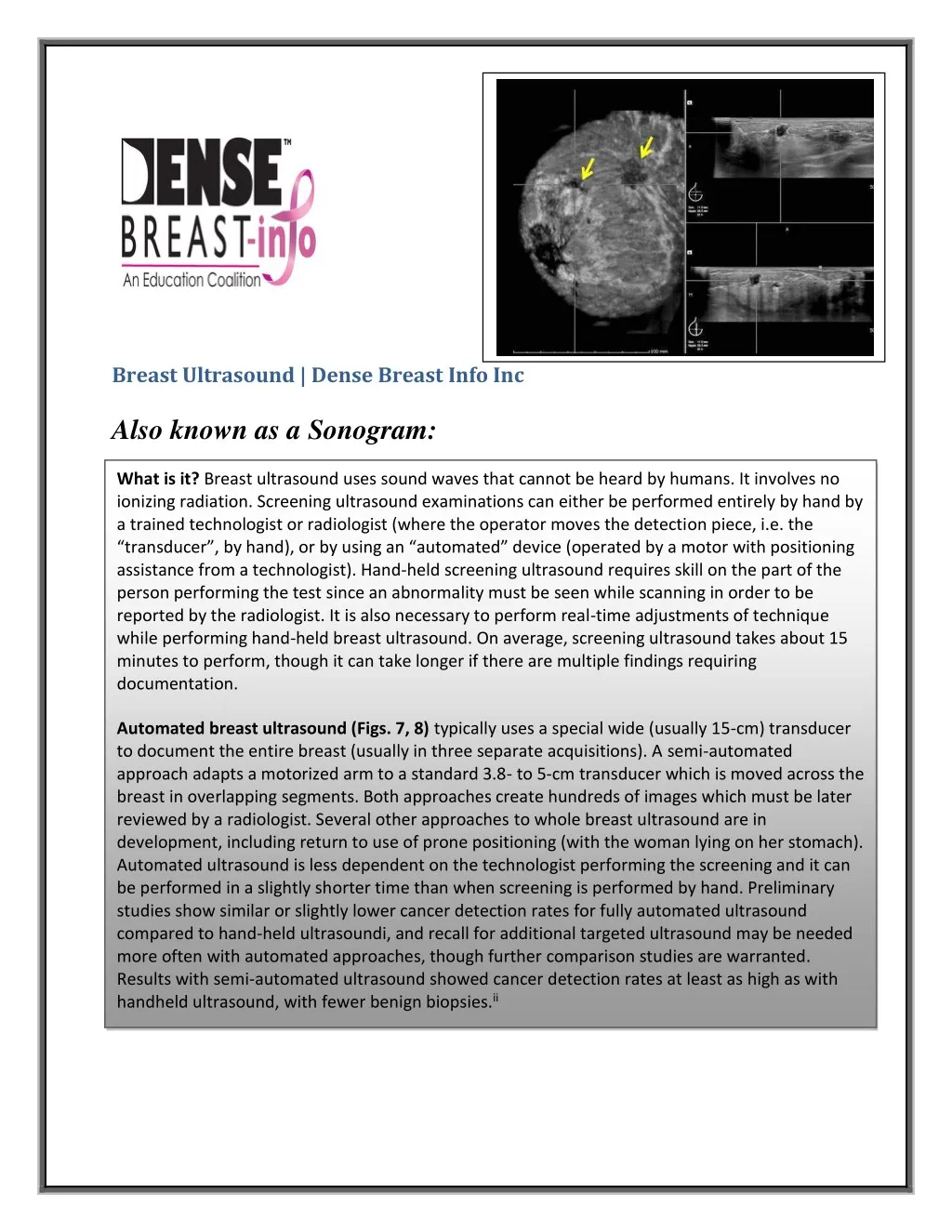 breast ultrasound dense breast info inc