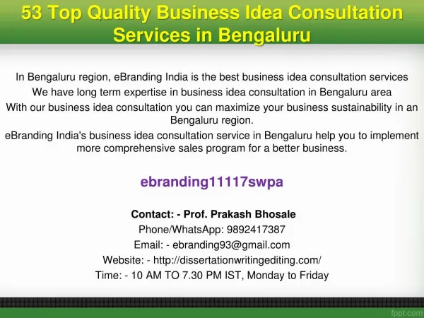 53 Top Quality Business Idea Consultation Services in Bengaluru