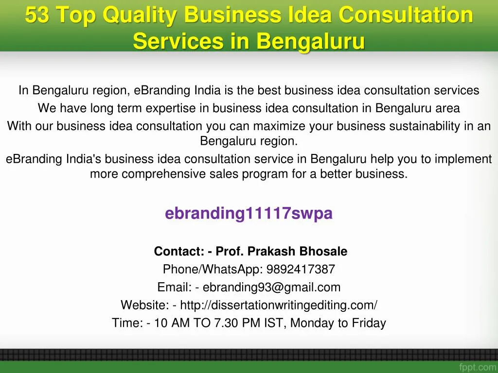 53 top quality business idea consultation services in bengaluru