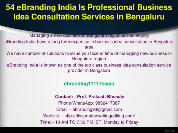 54 eBranding India Is Professional Business Idea Consultation Services in Bengaluru
