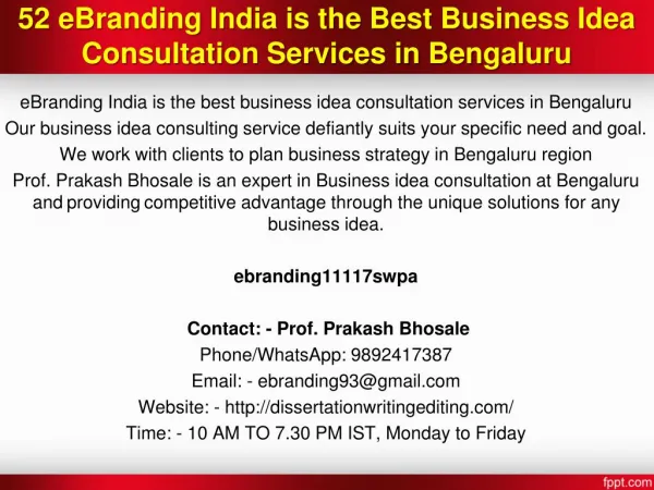 52 eBranding India is the Best Business Idea Consultation Services in Bengaluru