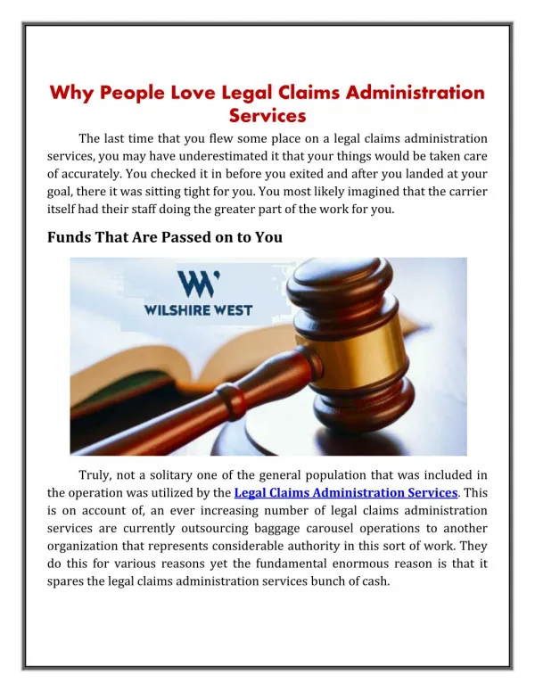 Legal Claims Administration Services | Wilshirew
