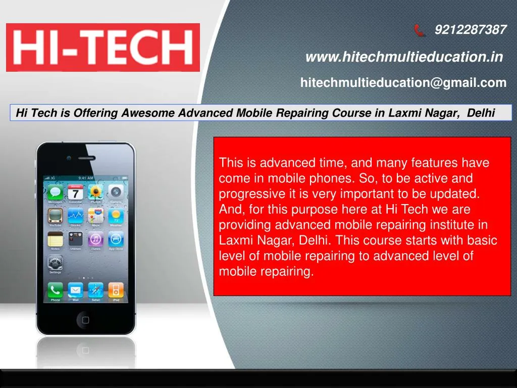 hi tech is offering awesome advanced mobile repairing course in laxmi nagar delhi