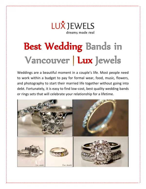 Best Wedding Bands in Vancouver | Lux Jewels