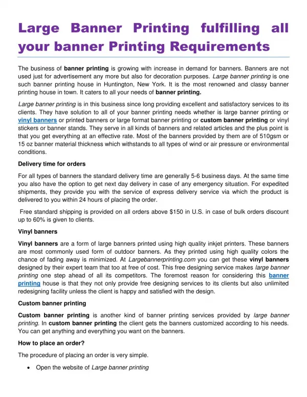 Large Banner Printing fulfilling all your banner Printing Requirements