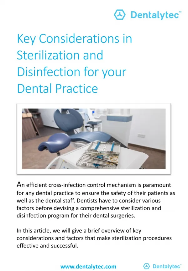 Key Considerations in Sterilization and Disinfection for your Dental Practice