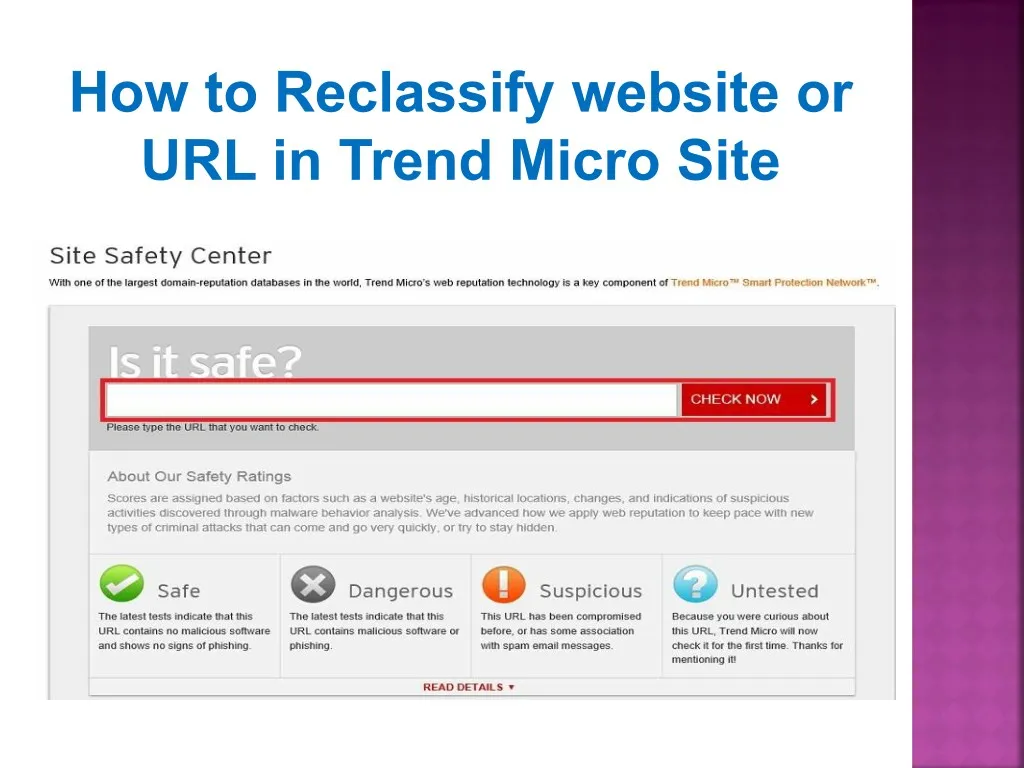 how to reclassify website or url in trend micro