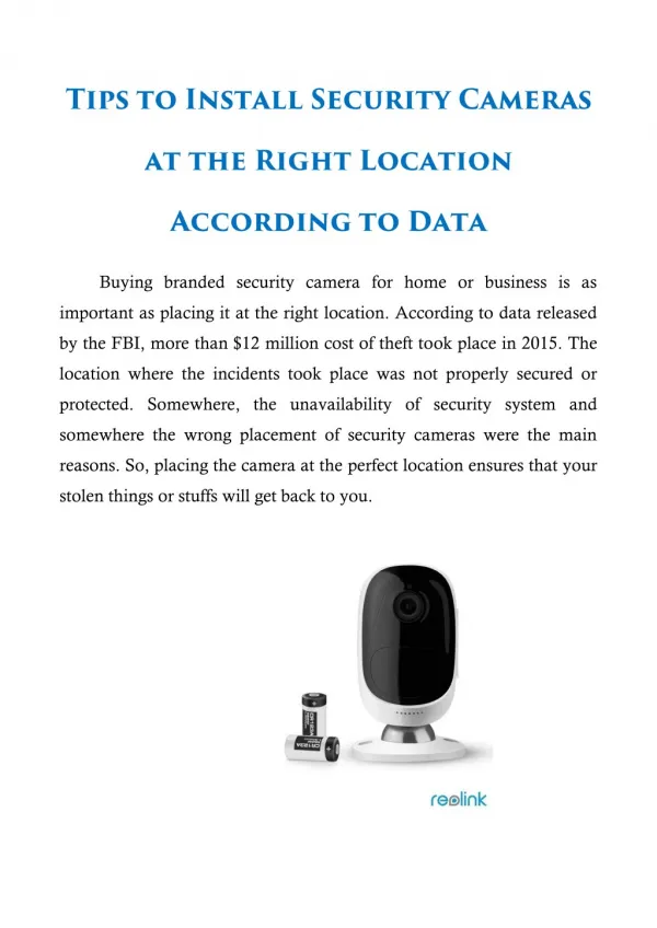 Tips To Install Security Cameras at the Right Location According To Data