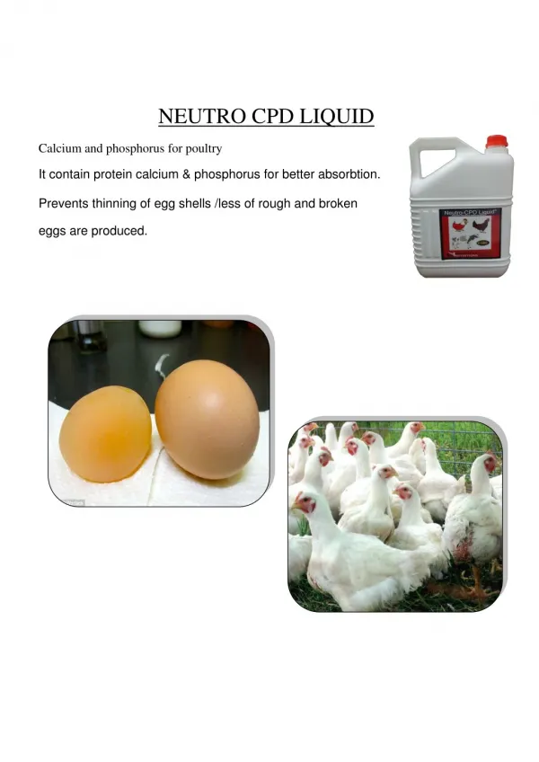 Calcium tonic for poultry