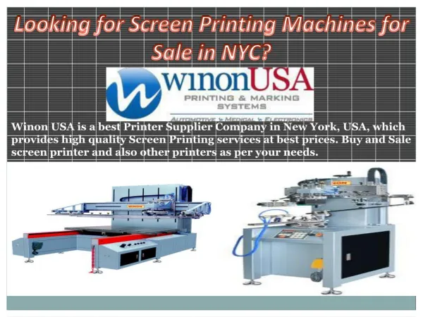 Looking for Screen Printing Machines for Sale in NYC?