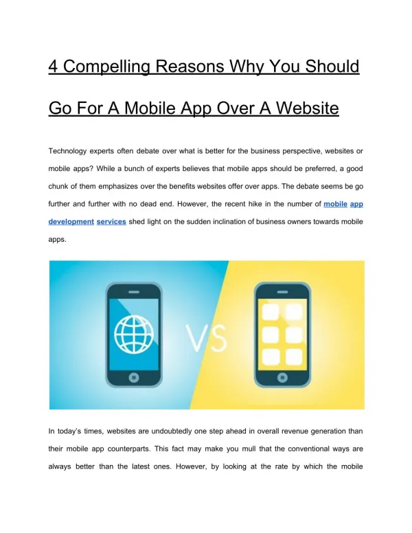 4 Compelling Reasons Why You Should Go For A Mobile App Over A Website