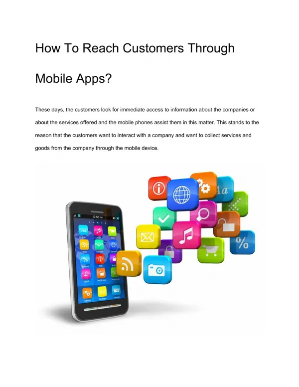 How To Reach Customers Through Mobile Apps?