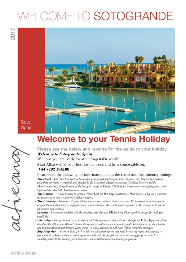 Tennis Holidays to Sotogrande , Spain