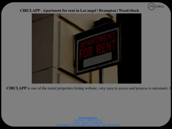 CIRCLAPP - Apartment for rent in Los angel | Brampton | Wood-Stock